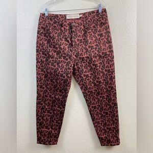 Soft Surroundings Jeans High Rise Leopard Skinny Brown Animal Print Pants 16 P